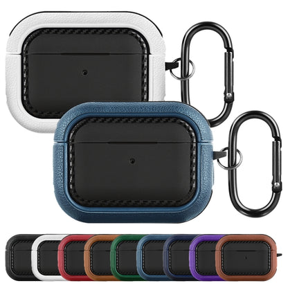 For AirPods Pro Leather Texture Earphone Protective Case(Black Blue) - For AirPods Pro by buy2fix | Online Shopping UK | buy2fix