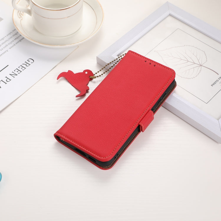 For Xiaomi Redmi K70 Pro Side-Magnetic TJ Genuine Leather RFID Phone Case(Red) - K70 Pro Cases by buy2fix | Online Shopping UK | buy2fix