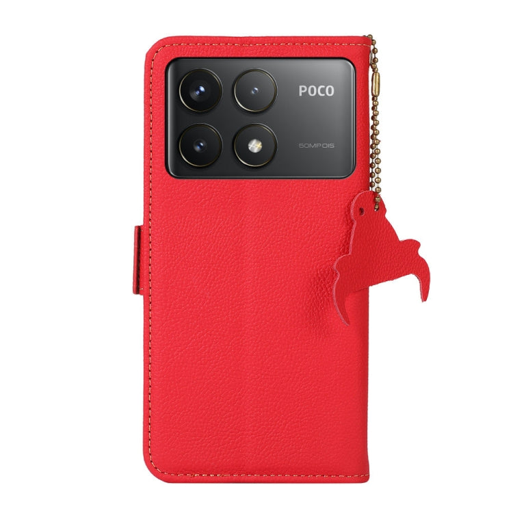 For Xiaomi Redmi K70 Pro Side-Magnetic TJ Genuine Leather RFID Phone Case(Red) - K70 Pro Cases by buy2fix | Online Shopping UK | buy2fix