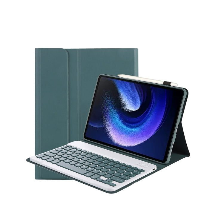 For Xiaomi Pad 6 / Pad 6 Pro A0N7 Lambskin Texture Ultra-thin Bluetooth Keyboard Leather Case(Dark Green) - Others Keyboard by buy2fix | Online Shopping UK | buy2fix