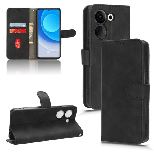 For TECNO Camon 20 Pro Skin Feel Magnetic Flip Leather Phone Case(Black) - Tecno Cases by buy2fix | Online Shopping UK | buy2fix