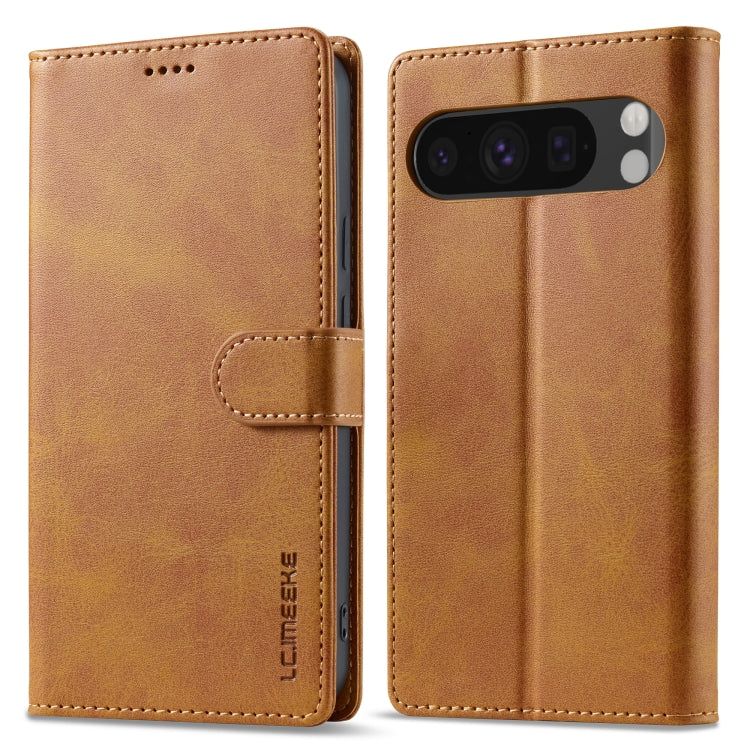 For Google Pixel 9 / 9 Pro LC.IMEEKE Calf Texture Flip Leather Phone Case(Yellow) - Google Cases by LC.IMEEKE | Online Shopping UK | buy2fix