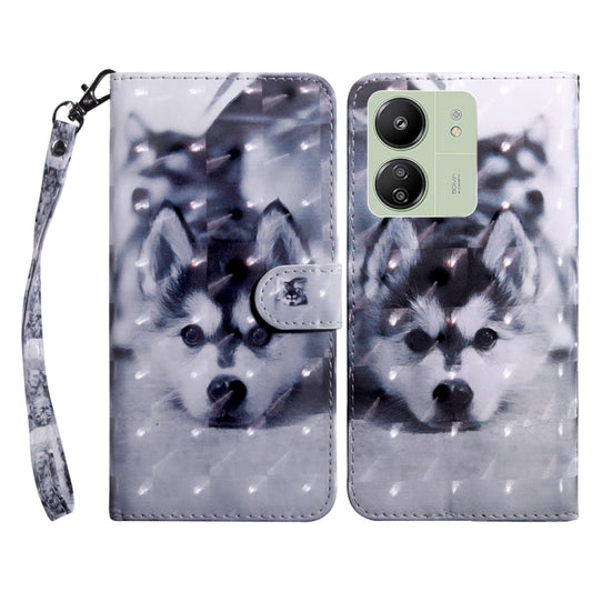 For Xiaomi Redmi 13C 3D Painted Pattern Leather Phone Case(Husky) - 13C Cases by buy2fix | Online Shopping UK | buy2fix