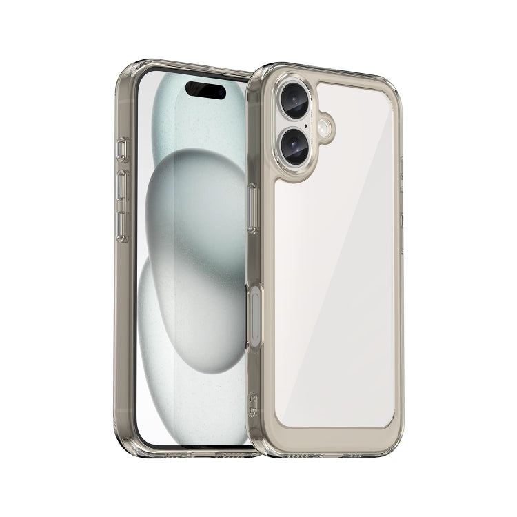 For iPhone 16 Plus Colorful Series Acrylic + TPU Phone Case(Transparent Grey) - iPhone 16 Plus Cases by buy2fix | Online Shopping UK | buy2fix