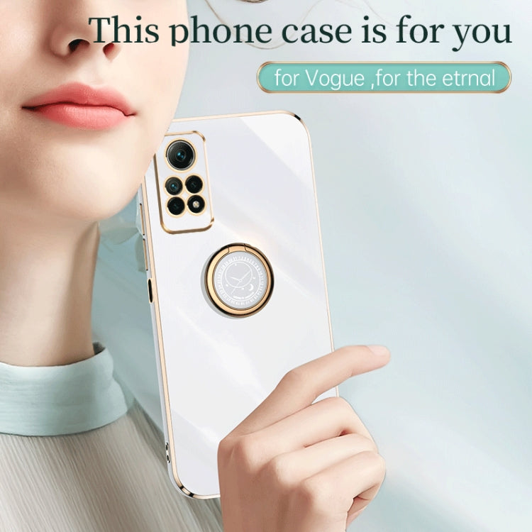 For Xiaomi Redmi Note 12 Pro 4G XINLI Straight Edge 6D Electroplate TPU Phone Case with Ring Holder(White) - Xiaomi Cases by XINLI | Online Shopping UK | buy2fix