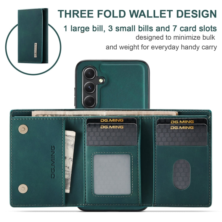 For Samsung Galaxy A55 5G DG.MING M1 Series 3-Fold Multi Card Wallet + Magnetic Phone Case(Green) - Galaxy Phone Cases by DG.MING | Online Shopping UK | buy2fix