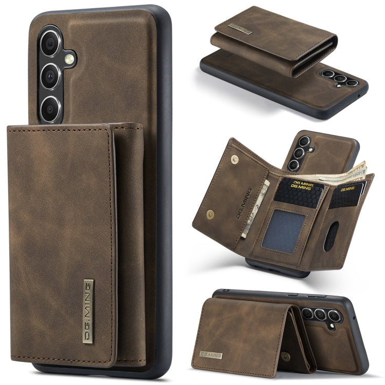 For Samsung Galaxy A55 5G DG.MING M1 Series 3-Fold Multi Card Wallet + Magnetic Phone Case(Coffee) - Galaxy Phone Cases by DG.MING | Online Shopping UK | buy2fix