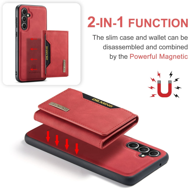 For Samsung Galaxy A55 5G DG.MING M2 Series 3-Fold Multi Card Bag + Magnetic Phone Case(Red) - Galaxy Phone Cases by DG.MING | Online Shopping UK | buy2fix