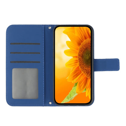 For Xiaomi Redmi 12 5G Skin Feel Sun Flower Embossed Flip Leather Phone Case with Lanyard(Dark Blue) - Xiaomi Cases by buy2fix | Online Shopping UK | buy2fix