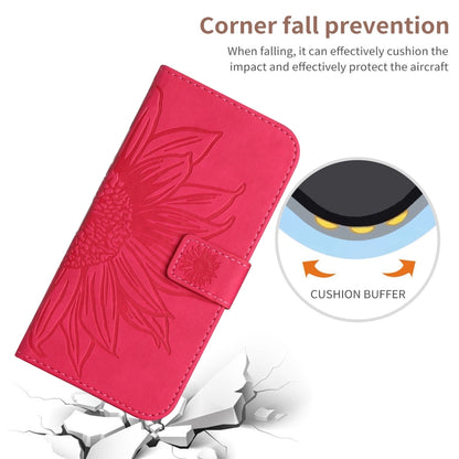 For Xiaomi 14 Pro Skin Feel Sun Flower Embossed Flip Leather Phone Case with Lanyard(Rose Red) - 14 Pro Cases by buy2fix | Online Shopping UK | buy2fix