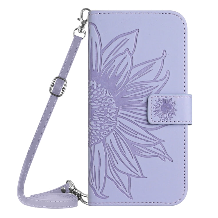 For Xiaomi 14 Pro Skin Feel Sun Flower Embossed Flip Leather Phone Case with Lanyard(Purple) - 14 Pro Cases by buy2fix | Online Shopping UK | buy2fix