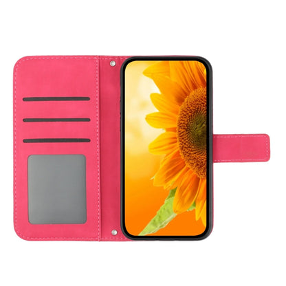 For Xiaomi Redmi Note 13 Pro 4G Global Skin Feel Sun Flower Embossed Flip Leather Phone Case with Lanyard(Rose Red) - Note 13 Pro Cases by buy2fix | Online Shopping UK | buy2fix