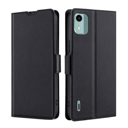 For Nokia C12 Ultra-thin Voltage Side Buckle Horizontal Flip Leather Phone Case(Black) - Nokia Cases by buy2fix | Online Shopping UK | buy2fix