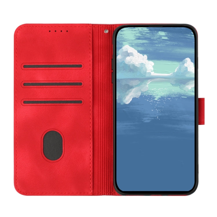 For iPhone 16 Pro Max Line Pattern Skin Feel Leather Phone Case(Red) - iPhone 16 Pro Max Cases by buy2fix | Online Shopping UK | buy2fix