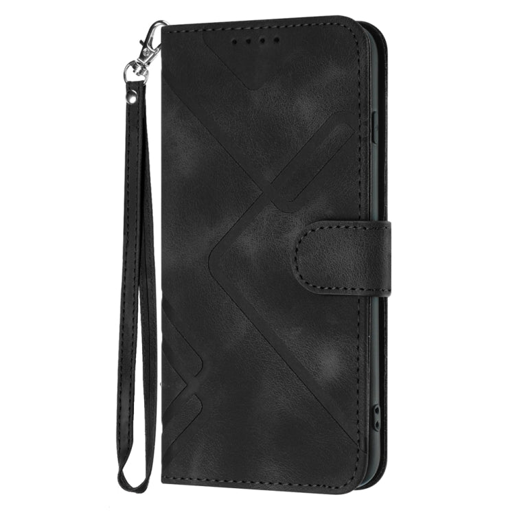 For iPhone 16 Pro Max Line Pattern Skin Feel Leather Phone Case(Black) - iPhone 16 Pro Max Cases by buy2fix | Online Shopping UK | buy2fix