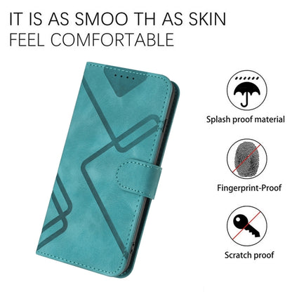 For iPhone 16 Plus Line Pattern Skin Feel Leather Phone Case(Light Blue) - iPhone 16 Plus Cases by buy2fix | Online Shopping UK | buy2fix