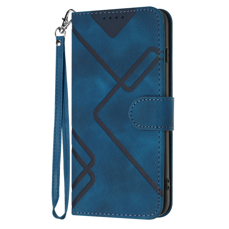 For OnePlus 12 Line Pattern Skin Feel Leather Phone Case(Royal Blue) - OnePlus Cases by buy2fix | Online Shopping UK | buy2fix