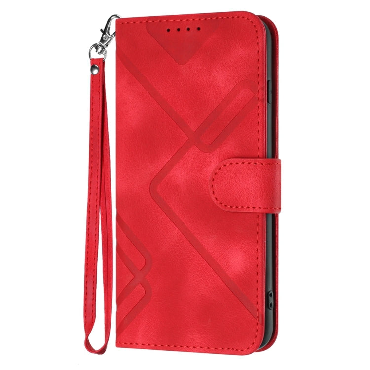 For Motorola Edge 5G 2024 Line Pattern Skin Feel Leather Phone Case(Red) - Motorola Cases by buy2fix | Online Shopping UK | buy2fix