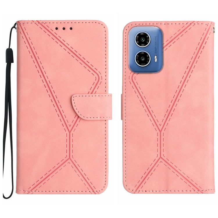 For Motorola Moto G04 / G24 Stitching Embossed Leather Phone Case(Pink) - Motorola Cases by buy2fix | Online Shopping UK | buy2fix