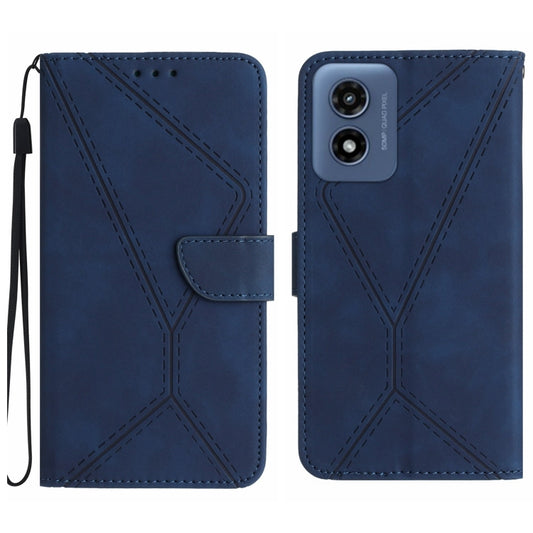 For Motorola Moto G Play 5G 2024 Stitching Embossed Leather Phone Case(Blue) - Motorola Cases by buy2fix | Online Shopping UK | buy2fix