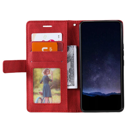 For Xiaomi Redmi K70E Skin Feel Splicing Leather Phone Case(Red) - K70E Cases by buy2fix | Online Shopping UK | buy2fix