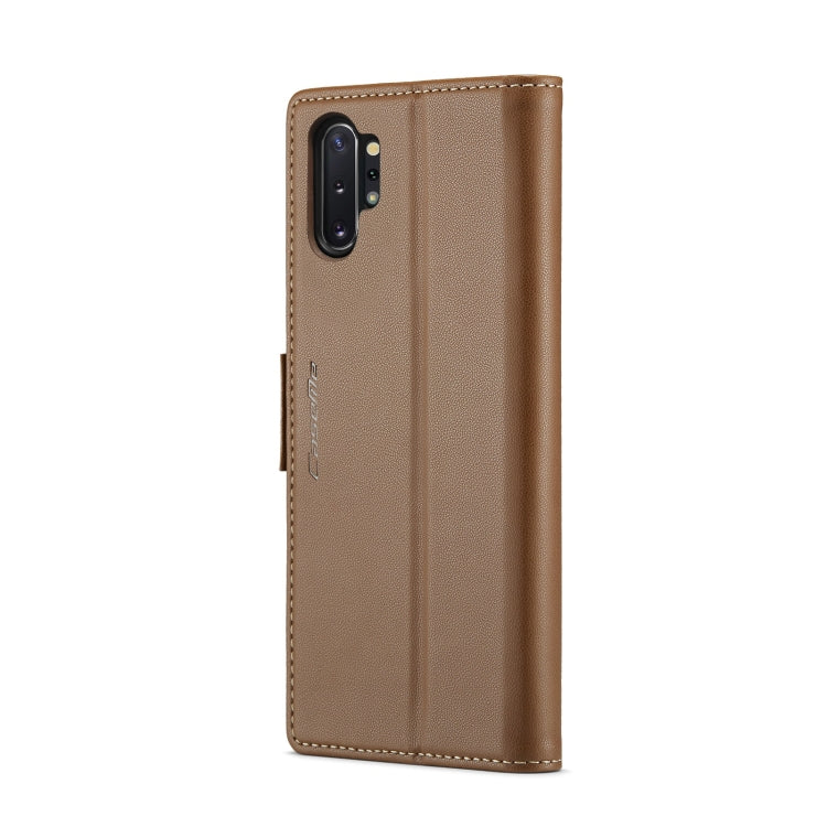 For Samsung Galaxy Note10+ CaseMe 023 Butterfly Buckle Litchi Texture RFID Anti-theft Leather Phone Case(Brown) - Galaxy Phone Cases by CaseMe | Online Shopping UK | buy2fix