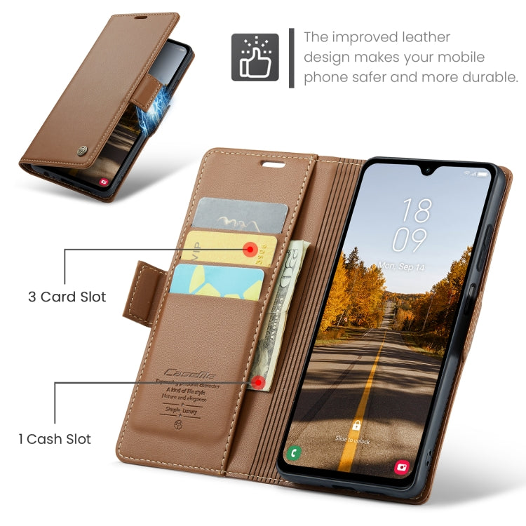 For Samsung Galaxy A05s CaseMe 023 Butterfly Buckle Litchi Texture RFID Anti-theft Leather Phone Case(Brown) - Galaxy Phone Cases by CaseMe | Online Shopping UK | buy2fix