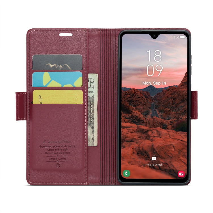 For Samsung Galaxy A05s CaseMe 023 Butterfly Buckle Litchi Texture RFID Anti-theft Leather Phone Case(Wine Red) - Galaxy Phone Cases by CaseMe | Online Shopping UK | buy2fix