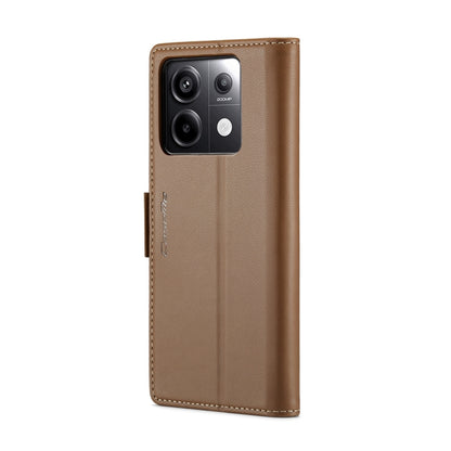 For Xiaomi Poco X6 5G CaseMe 023 Butterfly Buckle Litchi Texture RFID Anti-theft Leather Phone Case(Brown) - Xiaomi Cases by CaseMe | Online Shopping UK | buy2fix