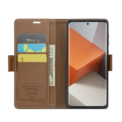 For Xiaomi Redmi Note 13 Pro+ 5G CaseMe 023 Butterfly Buckle Litchi Texture RFID Anti-theft Leather Phone Case(Brown) - Xiaomi Cases by CaseMe | Online Shopping UK | buy2fix