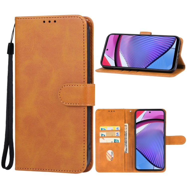 For Motorola Moto G Power 5G 2024 Leather Phone Case(Brown) - Motorola Cases by buy2fix | Online Shopping UK | buy2fix