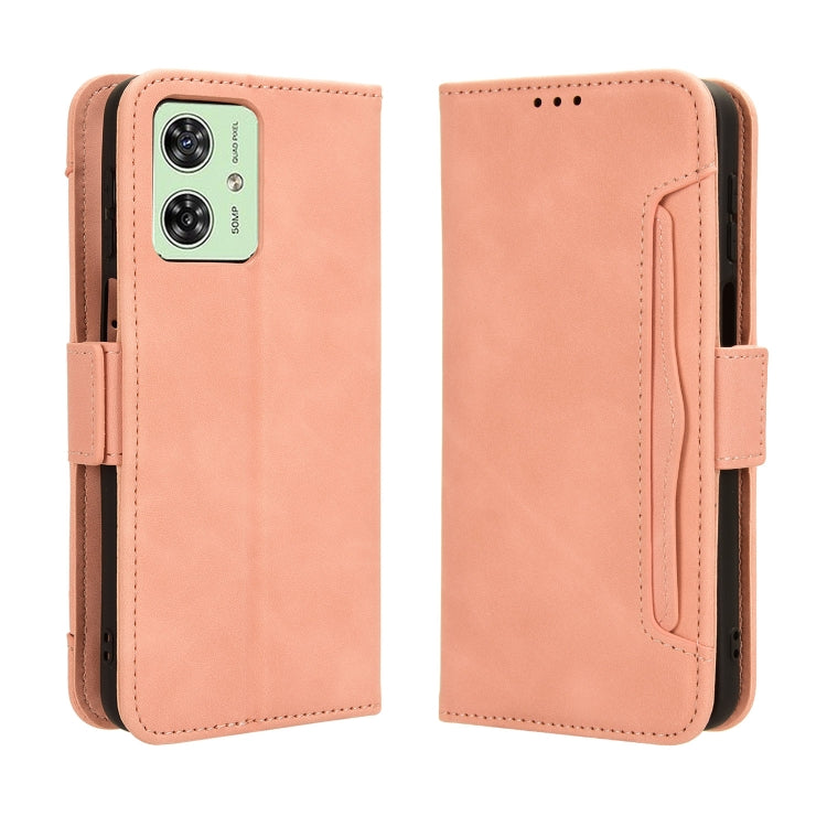 For Motorola Moto G54 5G Skin Feel Calf Texture Card Slots Leather Phone Case(Pink) - Motorola Cases by buy2fix | Online Shopping UK | buy2fix