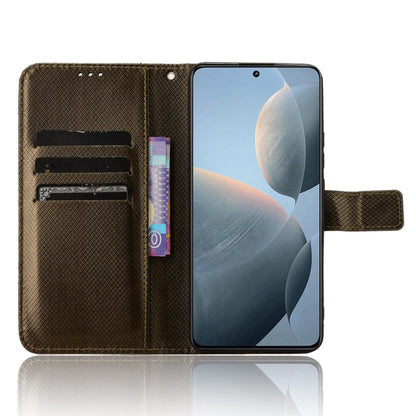 For Xiaomi Redmi K70E / Poco X6 Pro Diamond Texture Leather Phone Case(Brown) - K70E Cases by buy2fix | Online Shopping UK | buy2fix