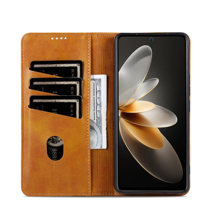 For Huawei nova 12 Pro AZNS Magnetic Calf Texture Flip Leather Phone Case(Light Brown) - Huawei Cases by AZNS | Online Shopping UK | buy2fix