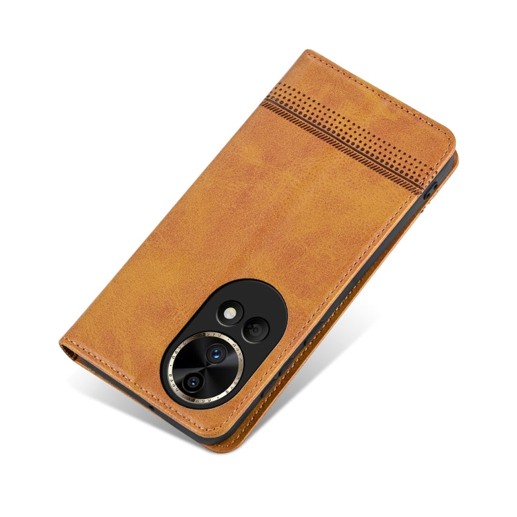 For Huawei nova 12 Pro AZNS Magnetic Calf Texture Flip Leather Phone Case(Light Brown) - Huawei Cases by AZNS | Online Shopping UK | buy2fix