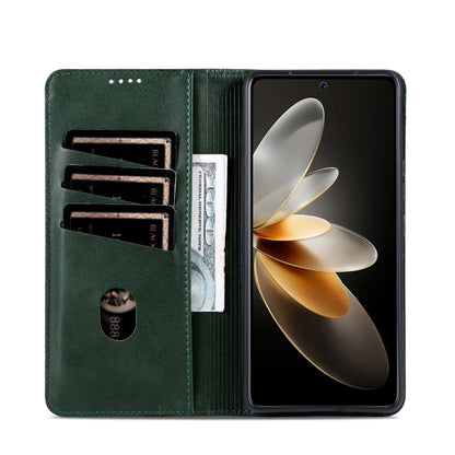 For Huawei Pura 70 AZNS Magnetic Calf Texture Flip Leather Phone Case(Dark Green) - Huawei Cases by AZNS | Online Shopping UK | buy2fix