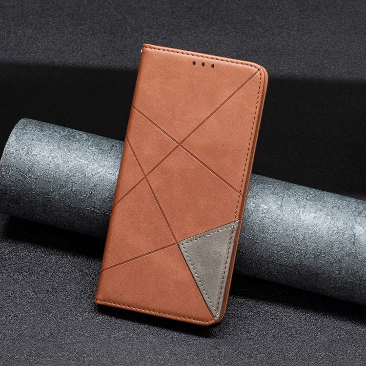 For Xiaomi Redmi Note 13 4G Global Rhombus Texture Magnetic Leather Phone Case(Brown) - Note 13 Cases by buy2fix | Online Shopping UK | buy2fix