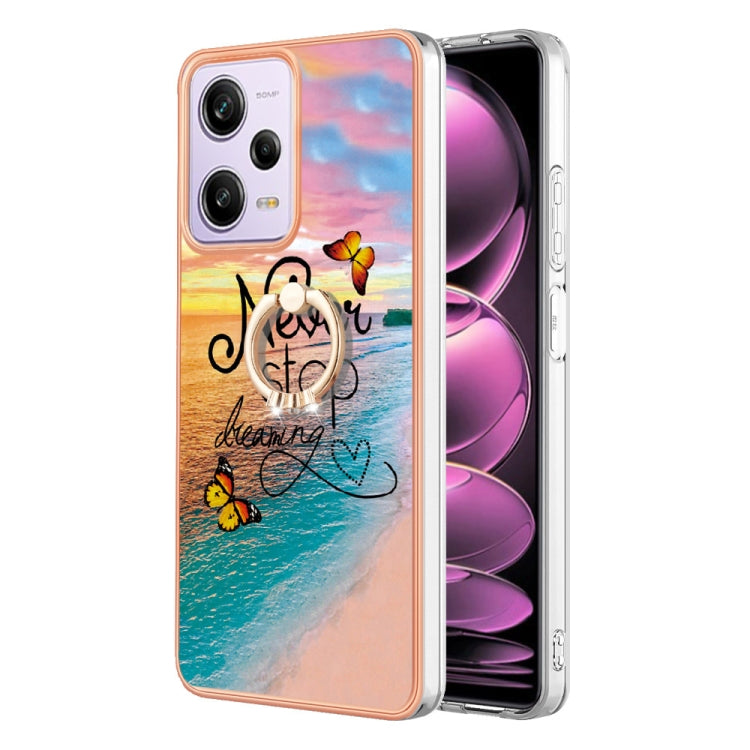 For Xiaomi Redmi Note 12 Pro 5G Global Electroplating IMD TPU Phone Case with Ring(Dream Butterfly) - Xiaomi Cases by buy2fix | Online Shopping UK | buy2fix