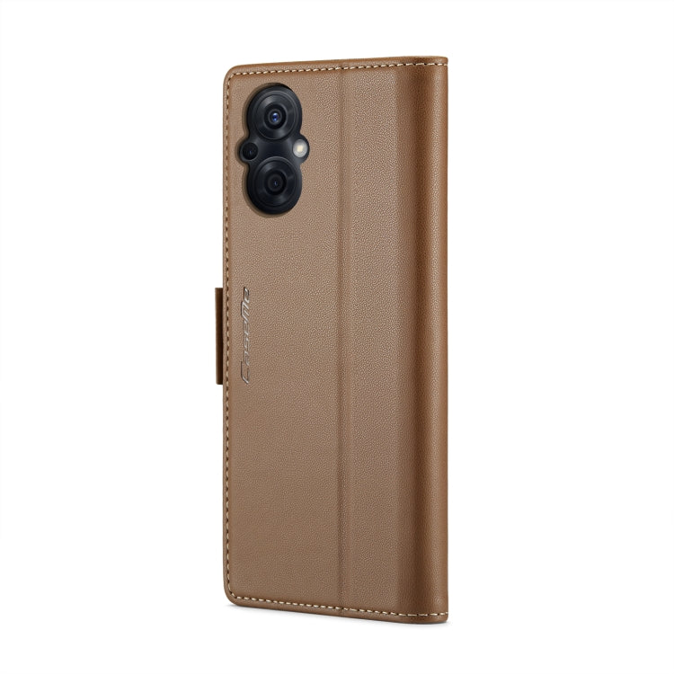 For OPPO Reno7 Z Global/Reno7 Lite Global CaseMe 023 Butterfly Buckle Litchi Texture RFID Anti-theft Leather Phone Case(Brown) - OPPO Cases by CaseMe | Online Shopping UK | buy2fix