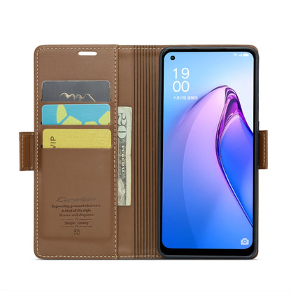 For OPPO Reno8 5G Global CaseMe 023 Butterfly Buckle Litchi Texture RFID Anti-theft Leather Phone Case(Brown) - OPPO Cases by CaseMe | Online Shopping UK | buy2fix