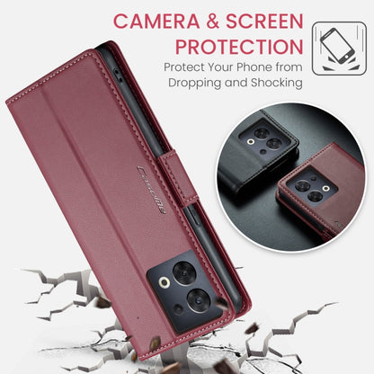 For OPPO Reno8 5G Global CaseMe 023 Butterfly Buckle Litchi Texture RFID Anti-theft Leather Phone Case(Wine Red) - OPPO Cases by CaseMe | Online Shopping UK | buy2fix