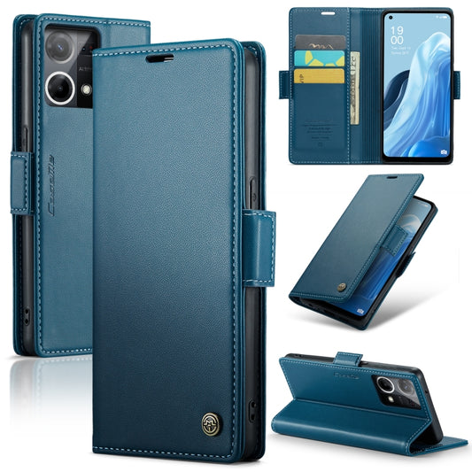 For OPPO Reno7 4G Indonesia/F21 Pro 4G/Reno8 4G CaseMe 023 Butterfly Buckle Litchi Texture RFID Anti-theft Leather Phone Case(Blue) - OPPO Cases by CaseMe | Online Shopping UK | buy2fix