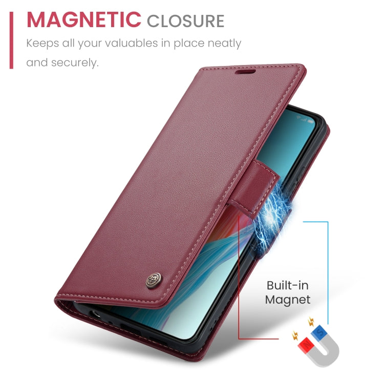 For OPPO A78 4G CaseMe 023 Butterfly Buckle Litchi Texture RFID Anti-theft Leather Phone Case(Wine Red) - OPPO Cases by CaseMe | Online Shopping UK | buy2fix