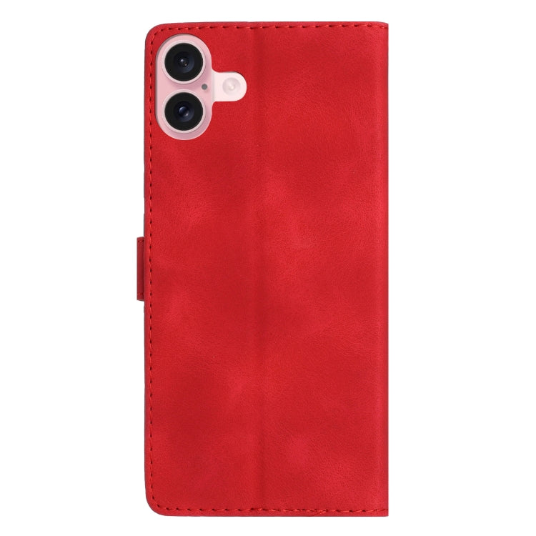 For iPhone 16 Plus Flower Butterfly Embossing Pattern Leather Phone Case(Red) - iPhone 16 Plus Cases by buy2fix | Online Shopping UK | buy2fix