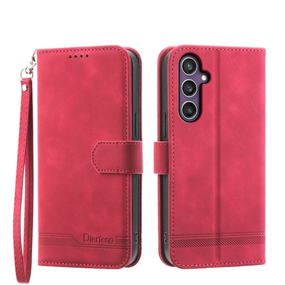 For Samsung Galaxy S24 5G Dierfeng Dream Line TPU + PU Leather Phone Case(Red) - Galaxy S24 5G Cases by buy2fix | Online Shopping UK | buy2fix