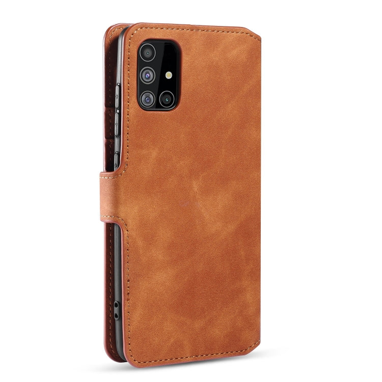 For Samsung Galaxy A51 5G DG.MING Retro Oil Side Horizontal Flip Case with Holder & Card Slots & Wallet(Brown) - Galaxy Phone Cases by DG.MING | Online Shopping UK | buy2fix