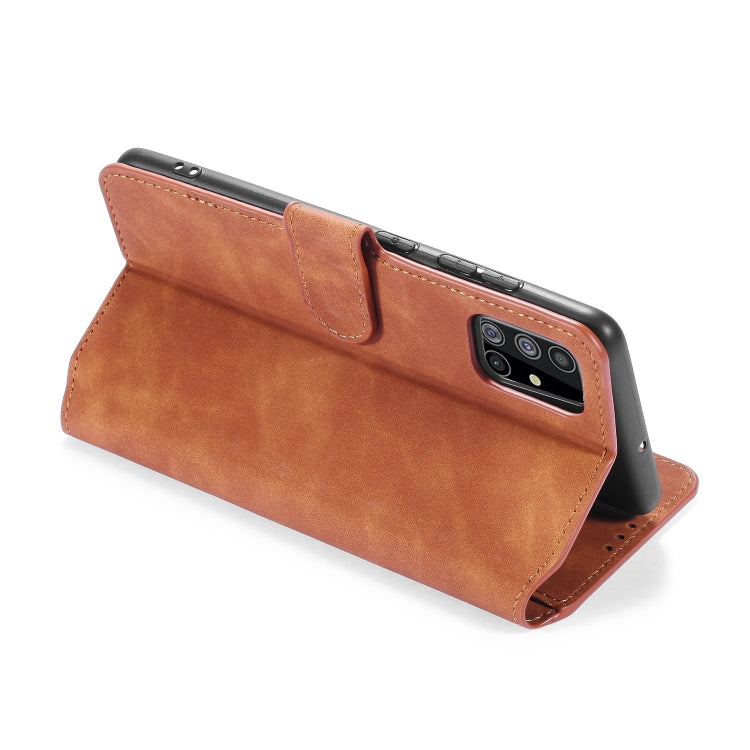 For Samsung Galaxy A51 5G DG.MING Retro Oil Side Horizontal Flip Case with Holder & Card Slots & Wallet(Brown) - Galaxy Phone Cases by DG.MING | Online Shopping UK | buy2fix