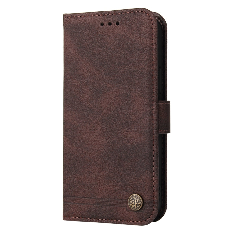 For Xiaomi Redmi Note13 Pro+ 5G Global Skin Feel Life Tree Metal Button Leather Phone Case(Brown) - Note 13 Pro+ Cases by buy2fix | Online Shopping UK | buy2fix