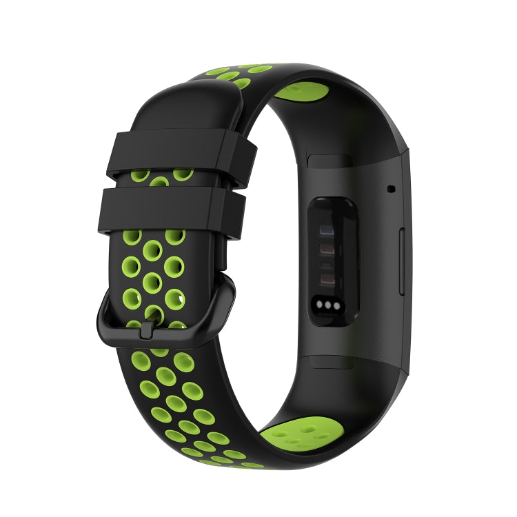 For Fitbit Charge 4 / Charge 3 / Charge 3 SE Watch Button Two Colors Silicone Replacement Strap Watchband(Black Lime) - Watch Bands by buy2fix | Online Shopping UK | buy2fix