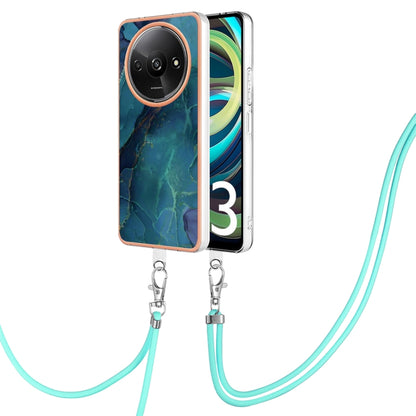 For Xiaomi Redmi A3 Electroplating Marble Dual-side IMD Phone Case with Lanyard(Green 017) - Xiaomi Cases by buy2fix | Online Shopping UK | buy2fix